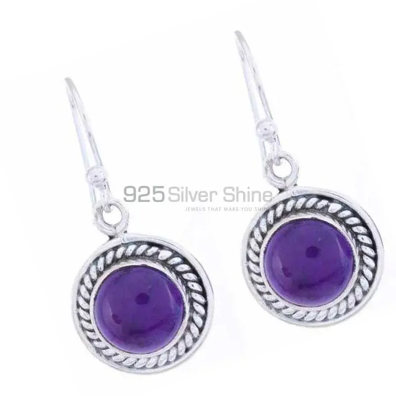 Natural Amethyst Gemstone Earrings Suppliers In 925 Sterling Silver Jewelry 925SE1195_0