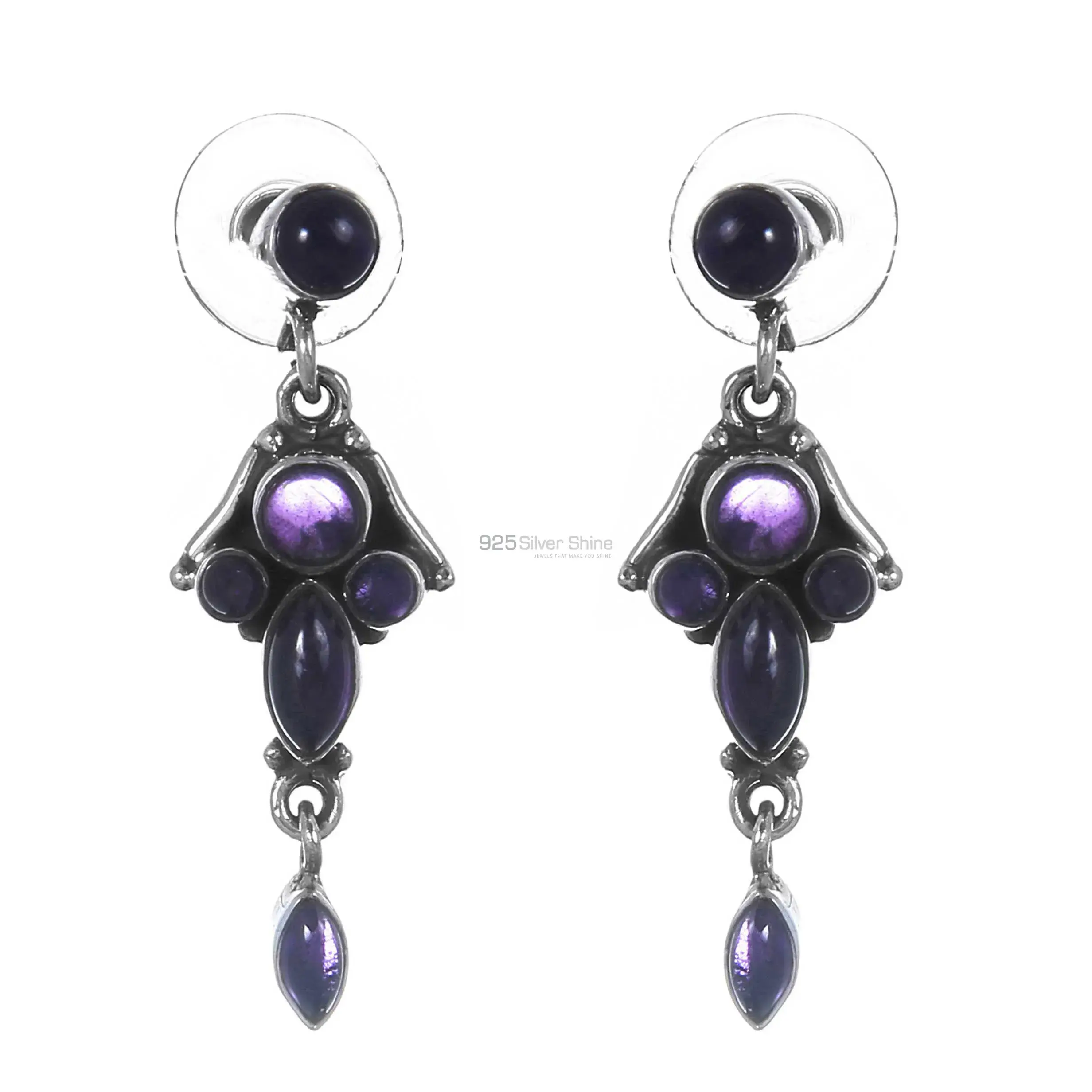 Natural Amethyst Gemstone Earrings Suppliers In 925 Sterling Silver Jewelry 925SE256