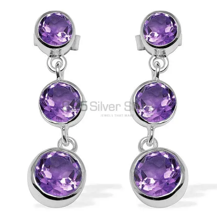 Natural Amethyst Gemstone Earrings Wholesaler In 925 Sterling Silver Jewelry 925SE1122