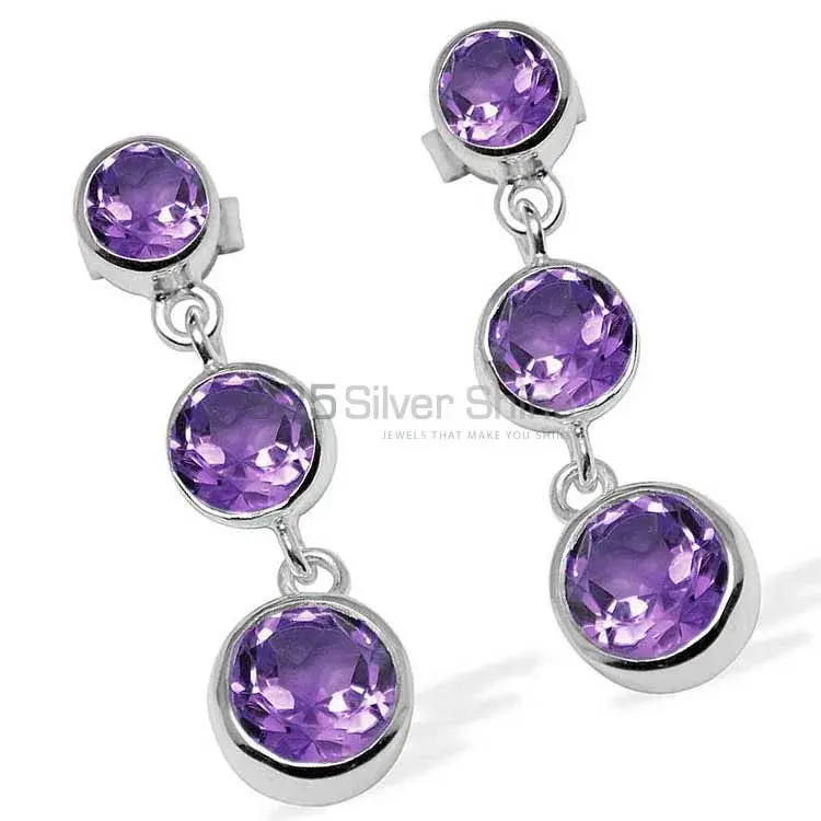 Natural Amethyst Gemstone Earrings In 925 Sterling Silver Jewelry 925SE1122_1