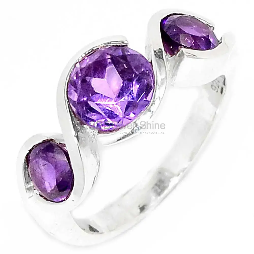 Natural Amethyst Gemstone Ring In 925 Solid Silver 925SR082-5