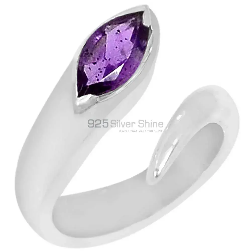 Natural Amethyst Marquise Sterling Silver Rings 925SR066-4_0