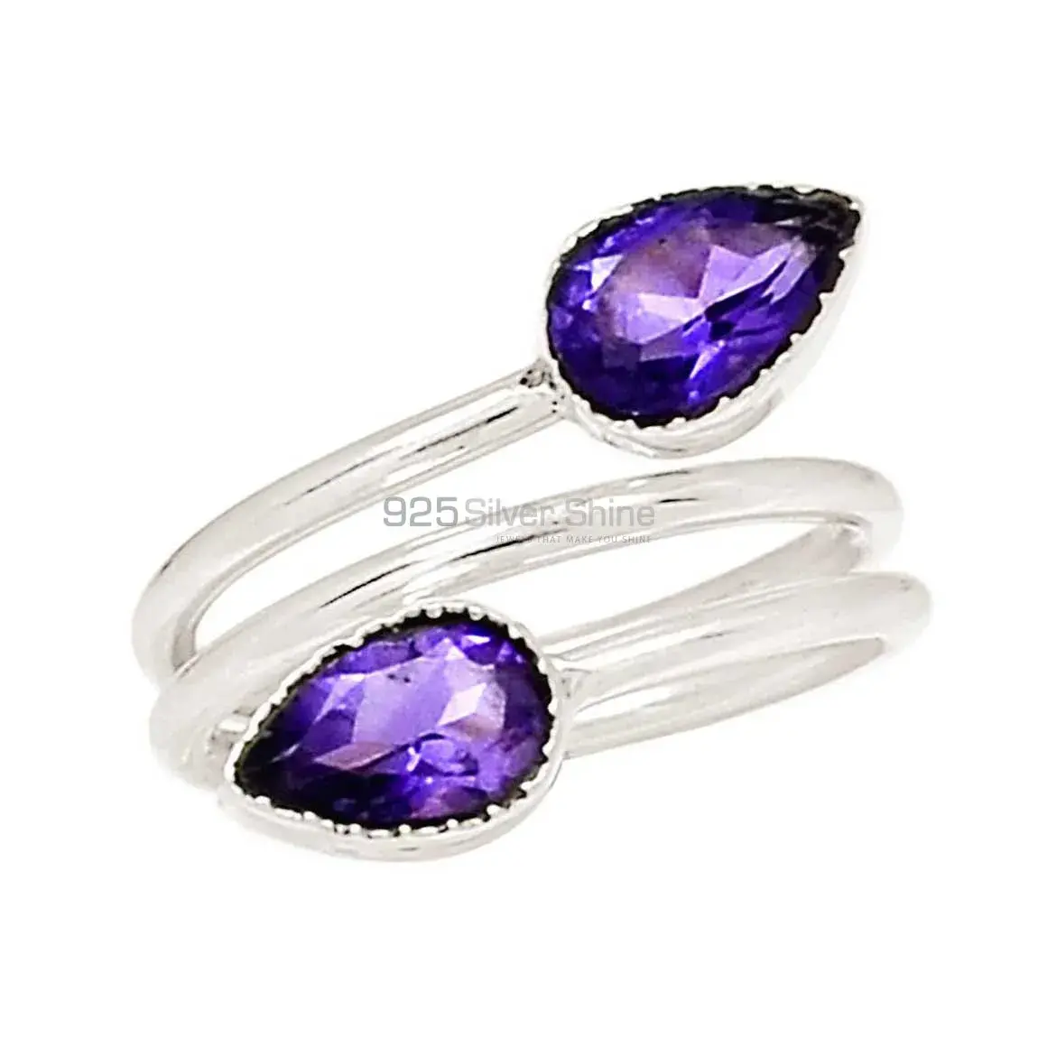 Amethyst Sterling Silver Spiral Rings 925SR2375_0