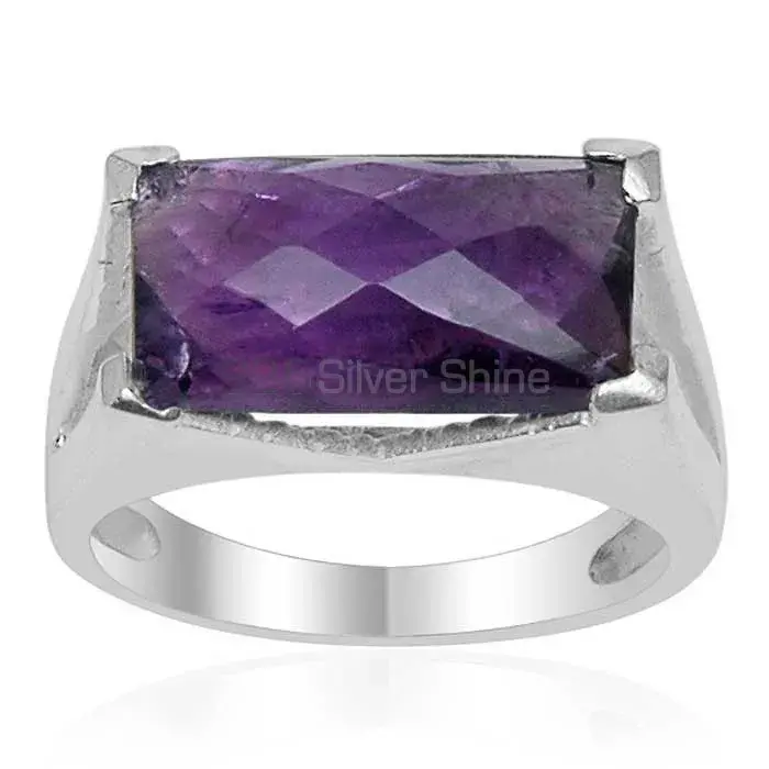Amethyst Octagon Cut Stone Sterling Silver Rings 925SR1527_0