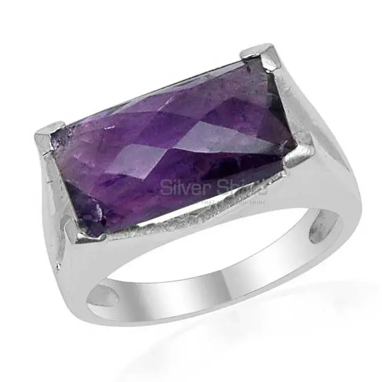 Amethyst Octagon Cut Stone Sterling Silver Rings 925SR1527_1