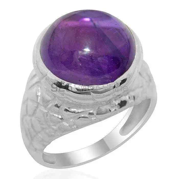 Round Amethyst Stone 925 Silver Rings 925SR2171