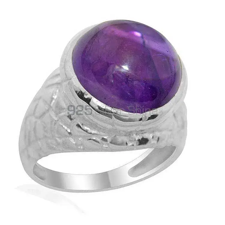 Round Amethyst Stone 925 Silver Rings 925SR2171_0