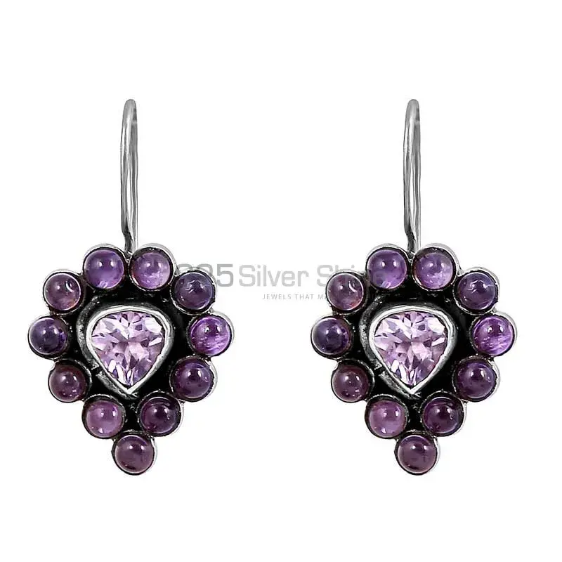 Natural Amethyst Semi Precious Gemstone Earring In 925 Sterling Silver Jewelry 925SE122