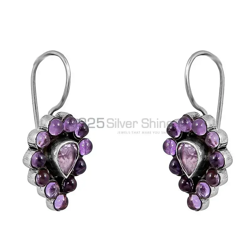 Natural Amethyst Semi Precious Gemstone Earring In 925 Sterling Silver Jewelry 925SE122_1