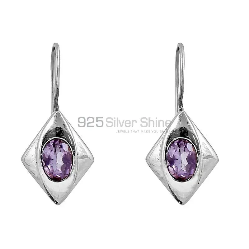 Natural Amethyst Semi Precious Gemstone Earring In 925 Sterling Silver Jewelry 925SE139