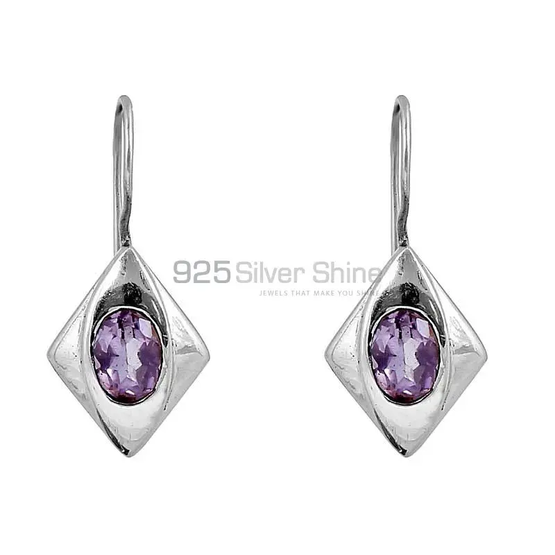 Natural Amethyst Semi Precious Gemstone Earring In 925 Sterling Silver Jewelry 925SE139_1