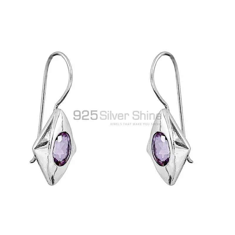 Natural Amethyst Semi Precious Gemstone Earring In 925 Sterling Silver Jewelry 925SE139_0