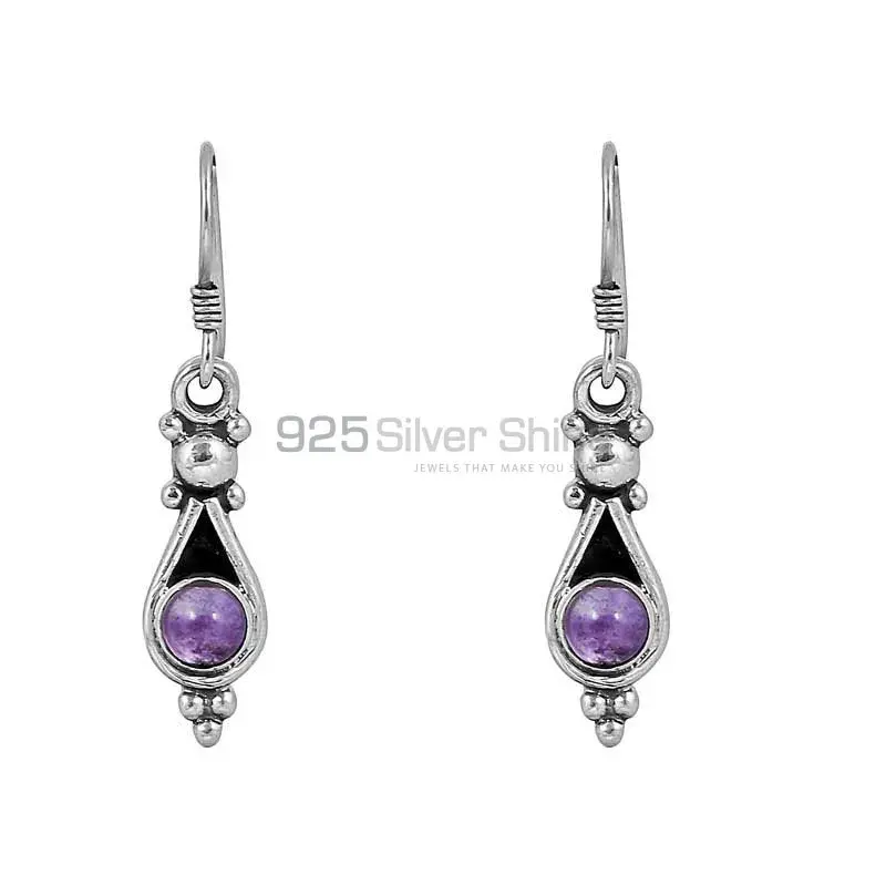 Natural Amethyst Semi Precious Gemstone In 925 Sterling Silver Earring Jewelry 925SE47