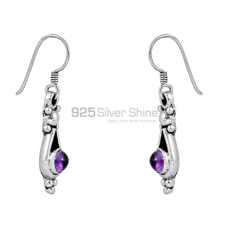 Natural Amethyst Semi Precious Gemstone In 925 Sterling Silver Earring Jewelry 925SE47_1