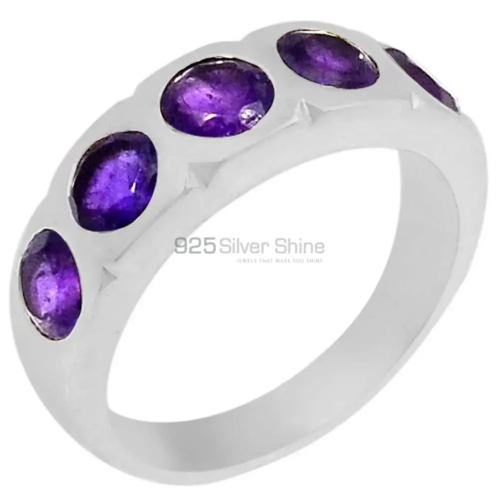 Natural Amethyst Semi Precious Gemstone Ring In 925 Silver 925SR071-6