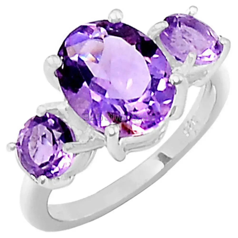 Natural Amethyst Semi Precious Gemstone Ring In Solid Silver 925SR059-3