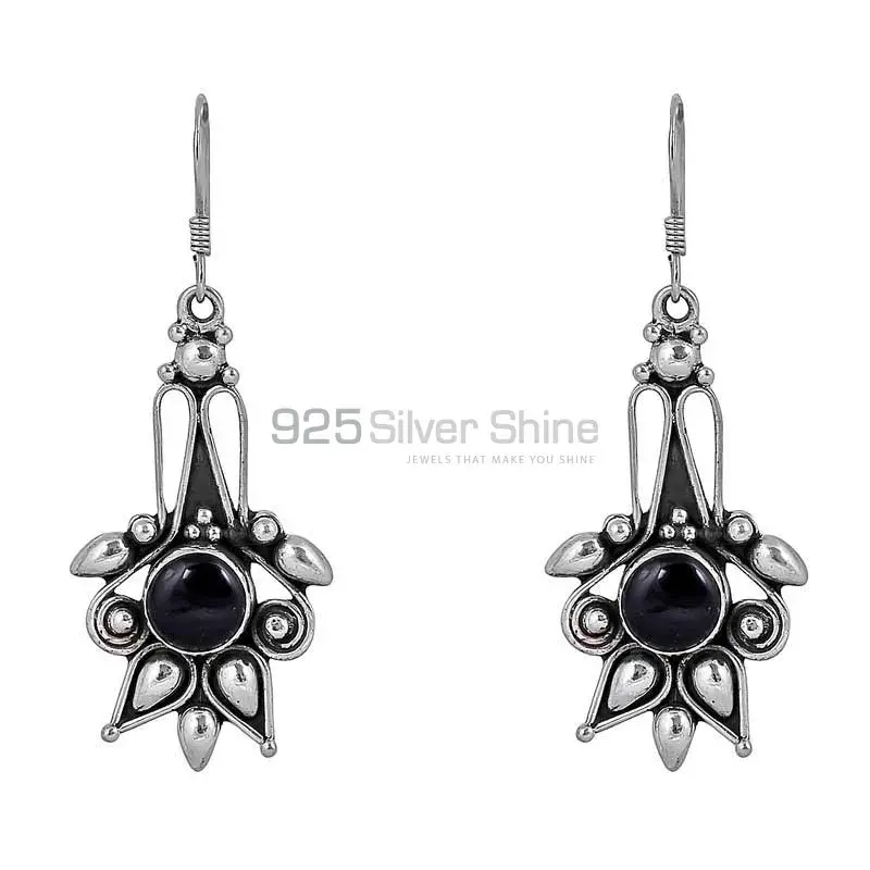 Natural Black Onyx Gemstone Earring In 925 Sterling Silver Jewelry 925SE81