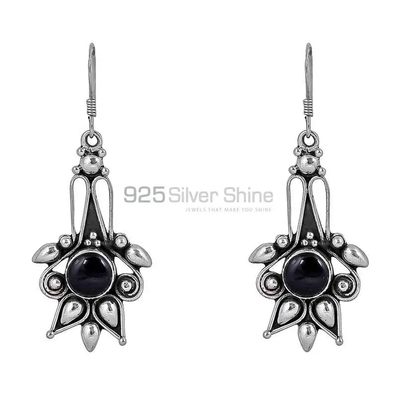 Natural Black Onyx Gemstone Earring In 925 Sterling Silver Jewelry 925SE81_1