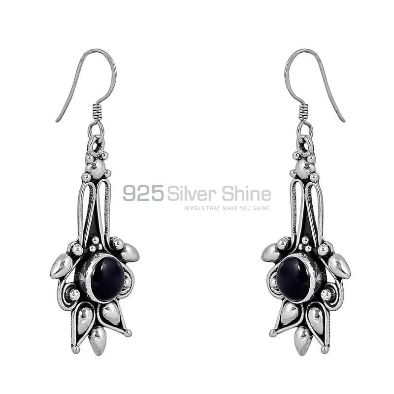 Natural Black Onyx Gemstone Earring In 925 Sterling Silver Jewelry 925SE81_0
