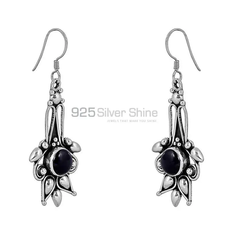 Natural Black Onyx Gemstone Earring In 925 Sterling Silver Jewelry 925SE81_2