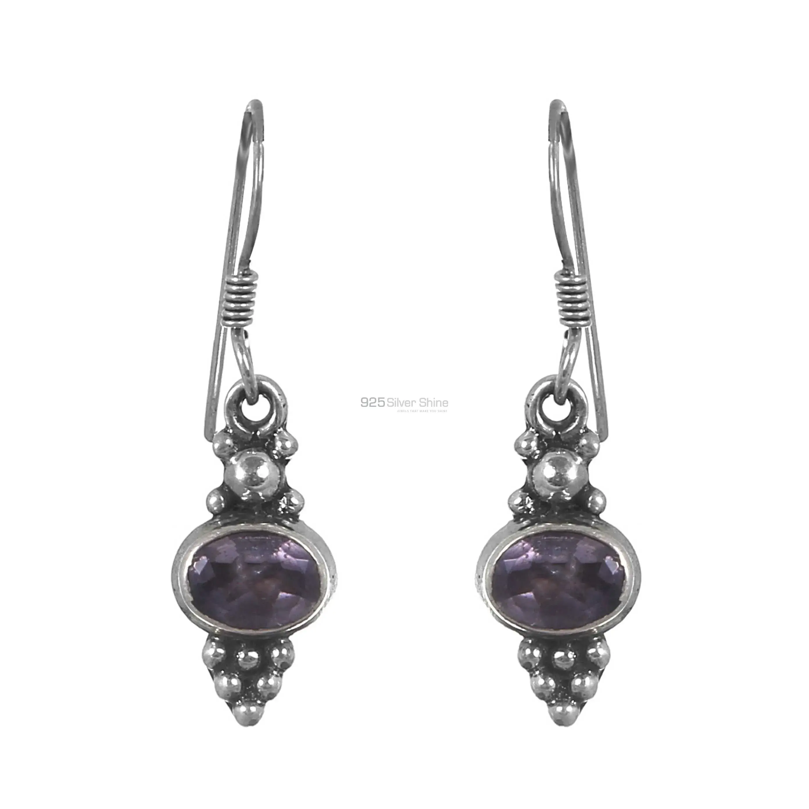 Natural Amethyst Gemstone Earring In Sterling Silver Jewelry 925SE155