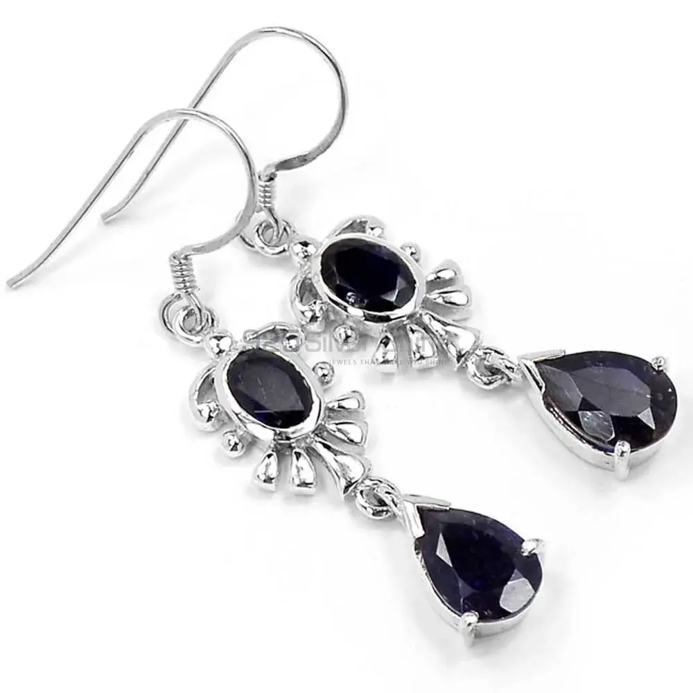 Natural Black Onyx Gemstone Earrings Exporters In 925 Sterling Silver Jewelry 925SE654