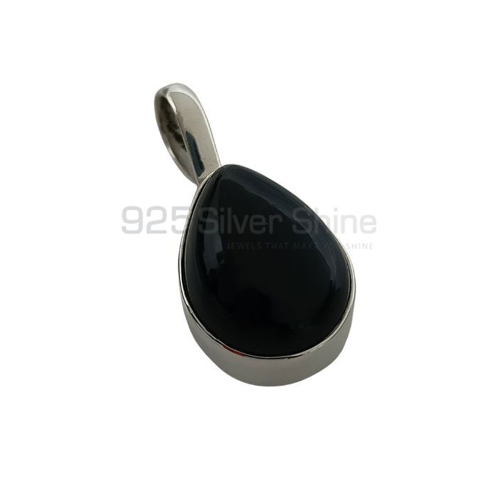 Natural Black Onyx Gemstone Pendant In Sterling Silver 925NSP07