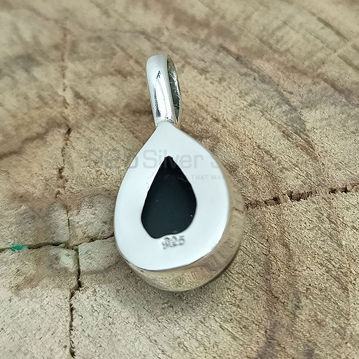 Natural Black Onyx Gemstone Pendant In Sterling Silver 925NSP07_1