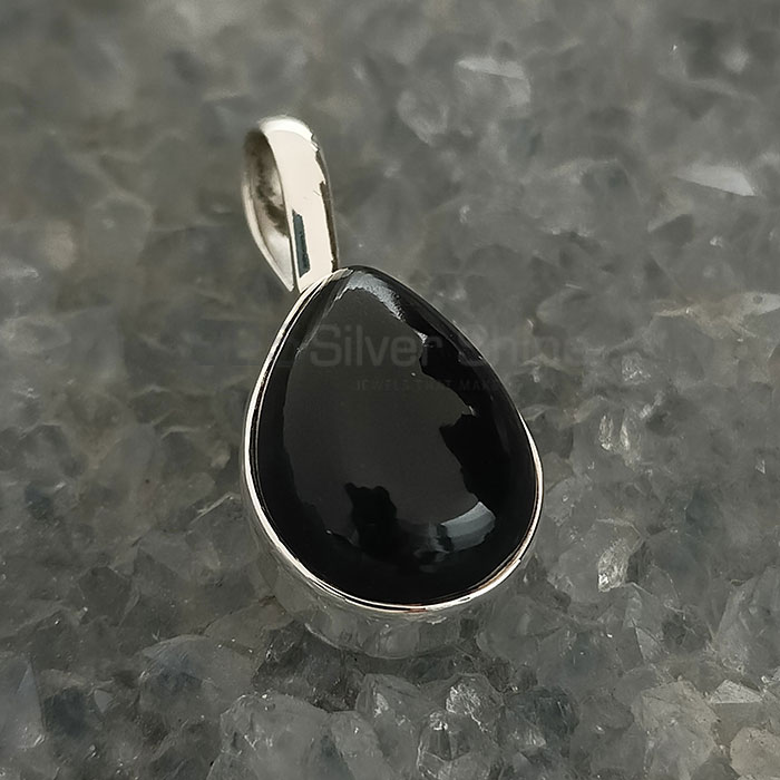 Natural Black Onyx Gemstone Pendant In Sterling Silver 925NSP07_4