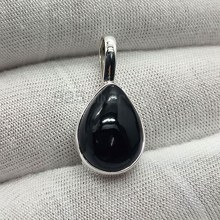 Natural Black Onyx Gemstone Pendant In Sterling Silver 925NSP07_6