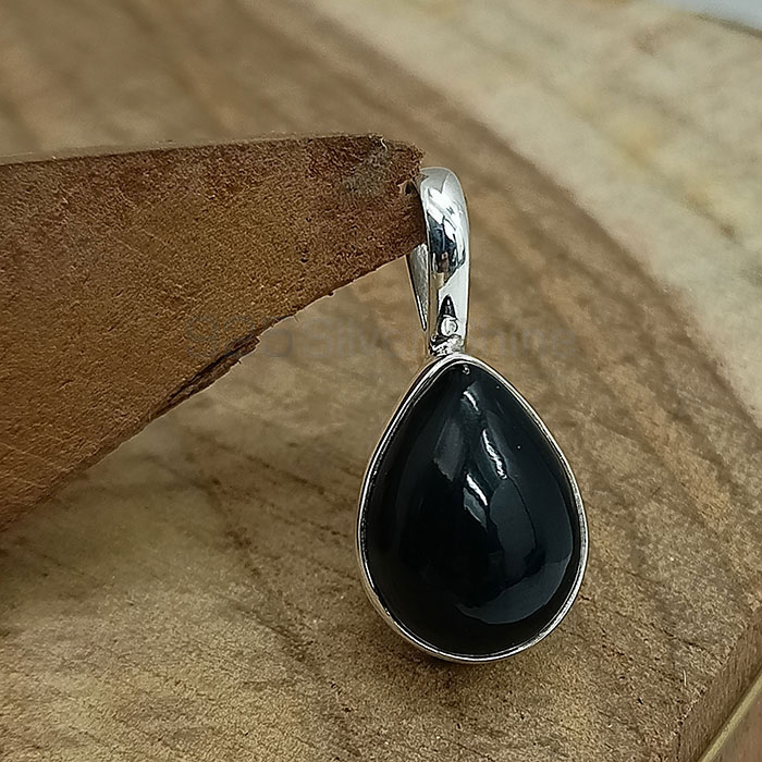 Natural Black Onyx Gemstone Pendant In Sterling Silver 925NSP07_7