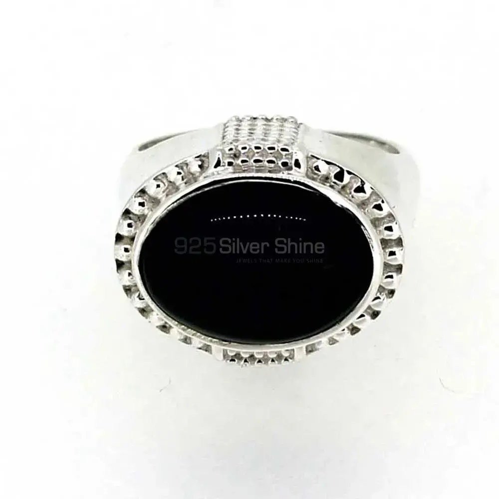 Natural Black Onyx Gemstone Ring In Sterling Silver 925SR042-2