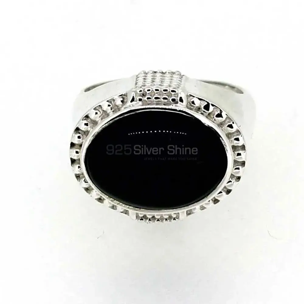 Natural Black Onyx Gemstone Ring In Sterling Silver 925SR042-2_0