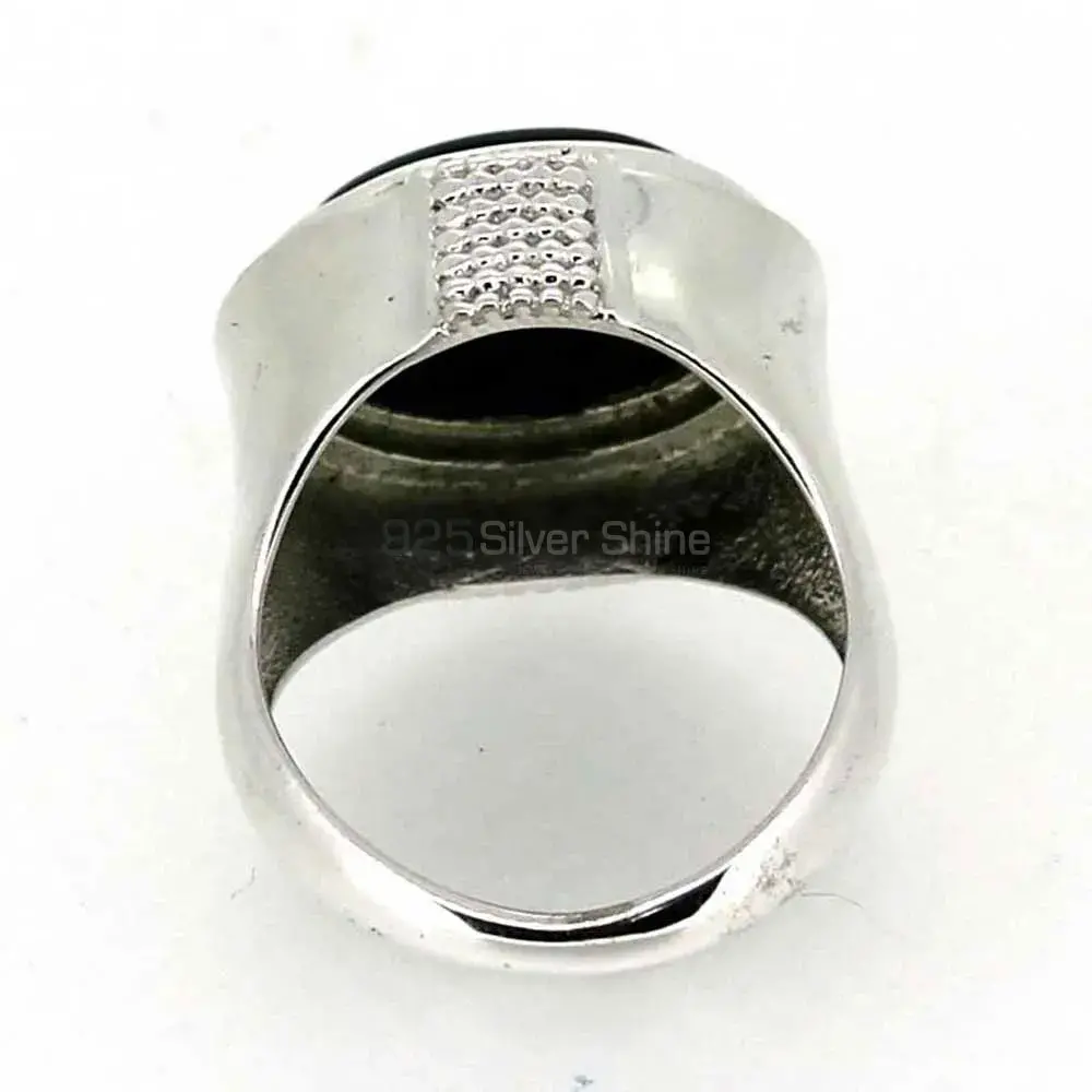 Natural Black Onyx Gemstone Ring In Sterling Silver 925SR042-2_0