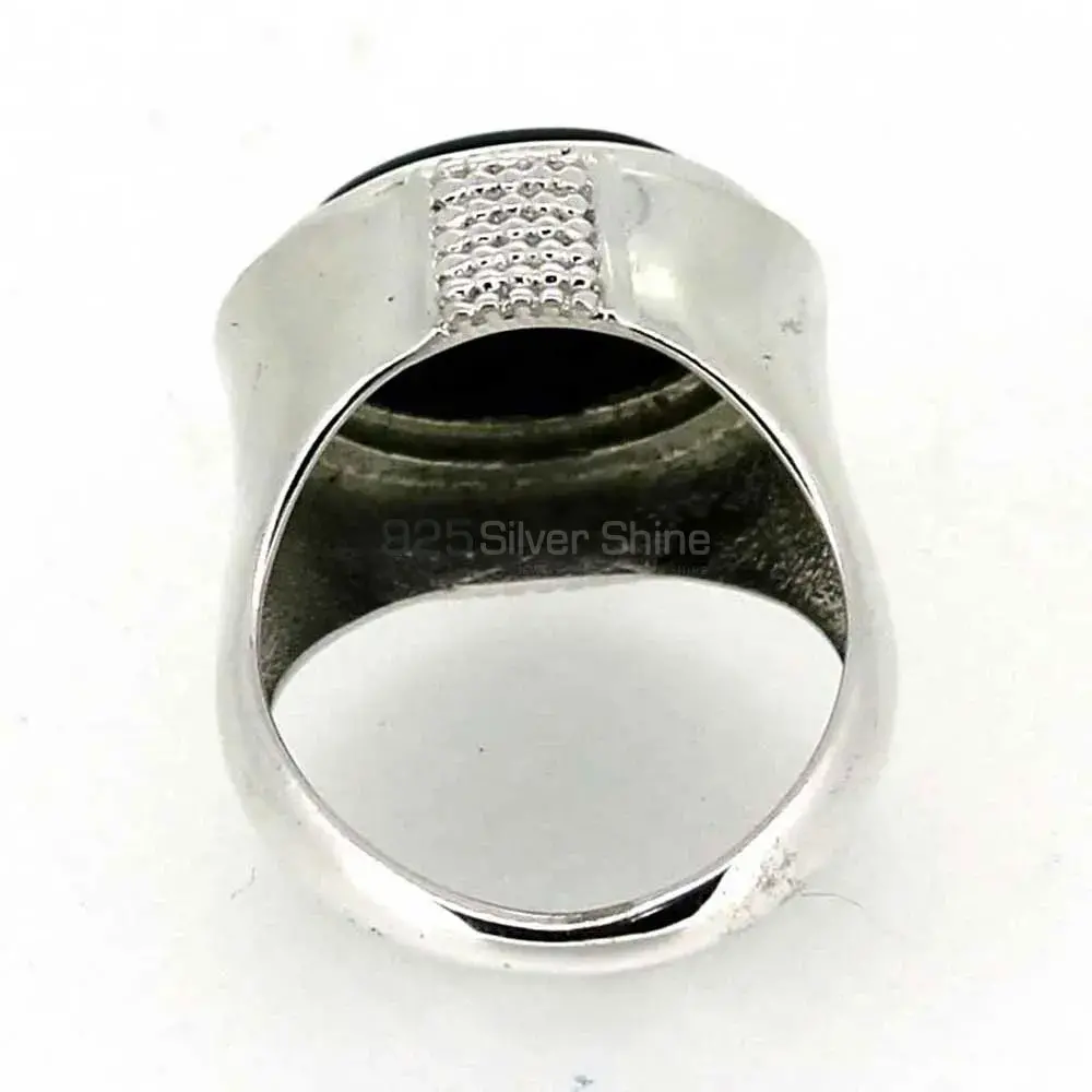Natural Black Onyx Gemstone Ring In Sterling Silver 925SR042-2_1