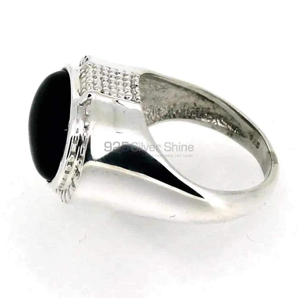 Natural Black Onyx Gemstone Ring In Sterling Silver 925SR042-2_1