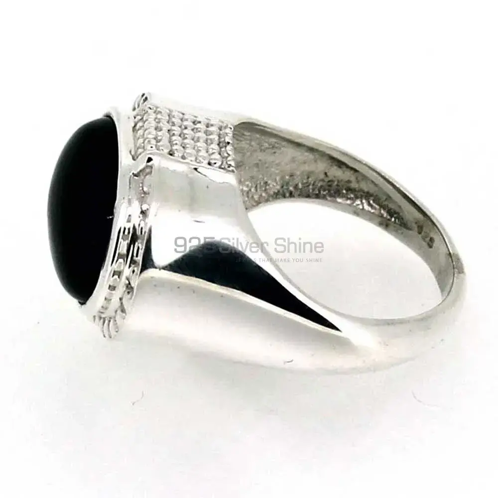 Natural Black Onyx Gemstone Ring In Sterling Silver 925SR042-2_2