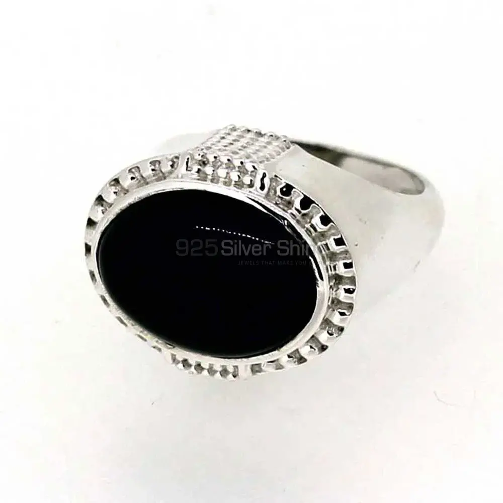 Natural Black Onyx Gemstone Ring In Sterling Silver 925SR042-2_2