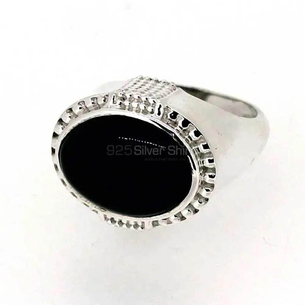 Natural Black Onyx Gemstone Ring In Sterling Silver 925SR042-2_3