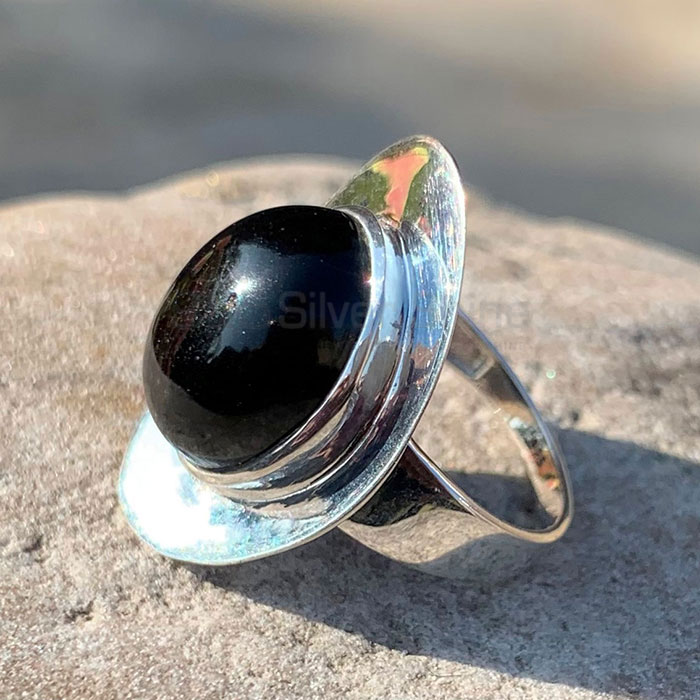 Natural Black Onyx Gemstone Ring In Sterling Silver SSR173_3