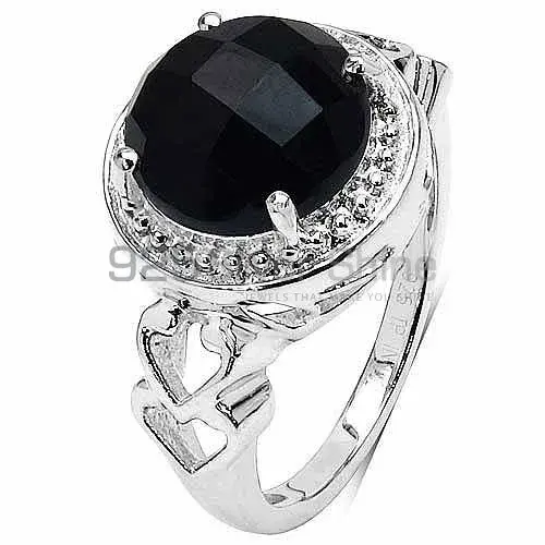 Natural Black Onyx Gemstone Rings In Fine 925 Sterling Silver 925SR3283_1