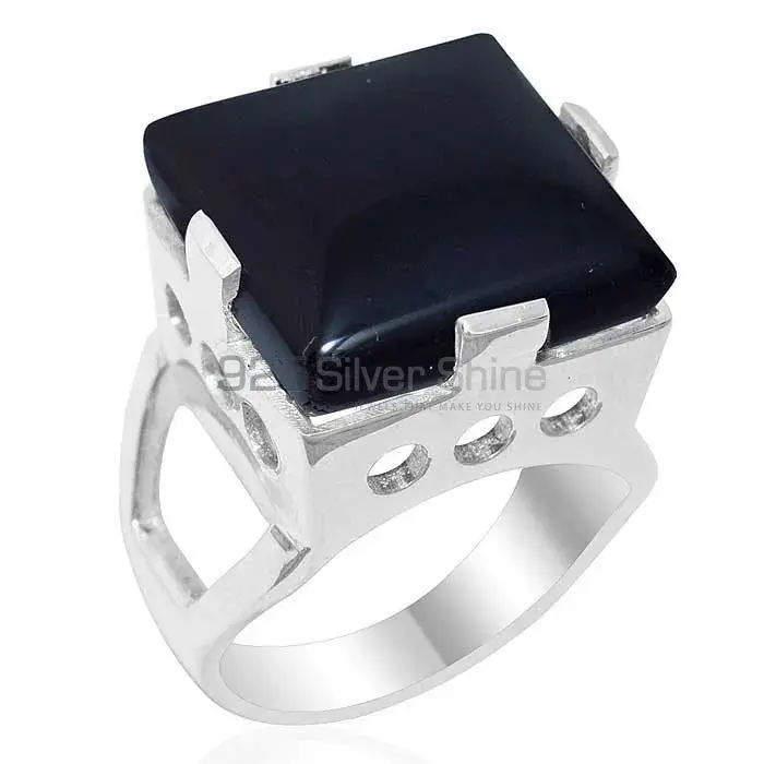 Natural Black Onyx Gemstone Rings In Solid 925 Silver 925SR1913