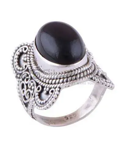 Natural Black Onyx Gemstone Rings In Solid 925 Silver 925SR3028