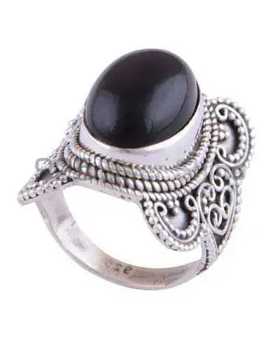 Natural Black Onyx Gemstone Rings In Solid 925 Silver 925SR3028_0