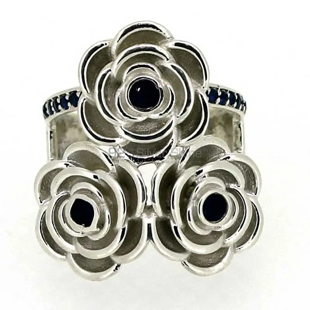 Natural Black Onyx Semi Precious Gemstone Ring In 925 Solid Silver 925SR032_1