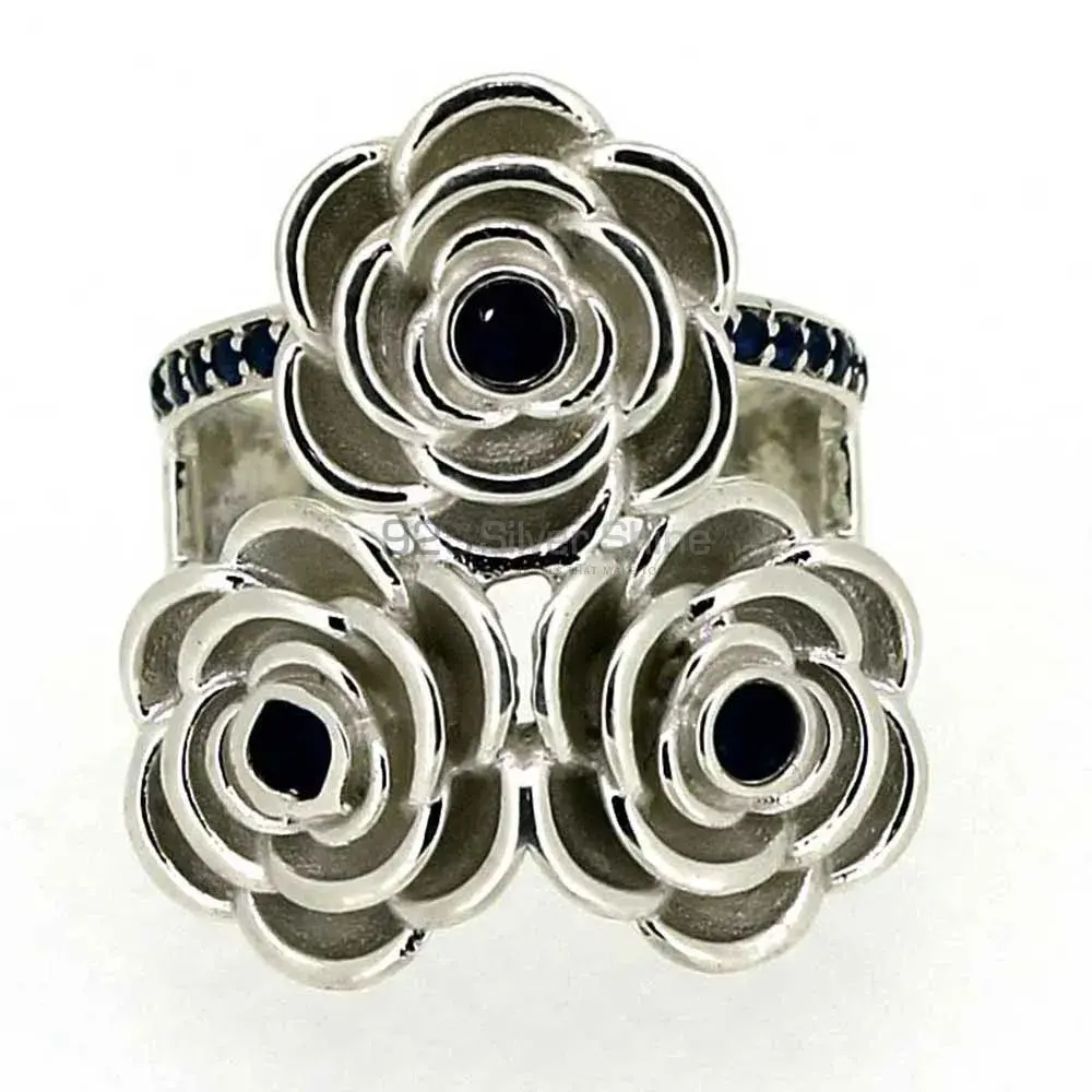 Natural Black Onyx Semi Precious Gemstone Ring In 925 Solid Silver 925SR032_2