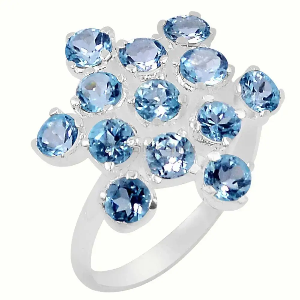 Natural Blue Topaz Gemstone Designer Ring In 925 Silver 925SR065-5
