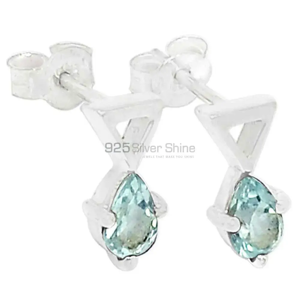 Natural Blue Topaz Gemstone Earrings In 925 Sterling Silver 925SE466_0