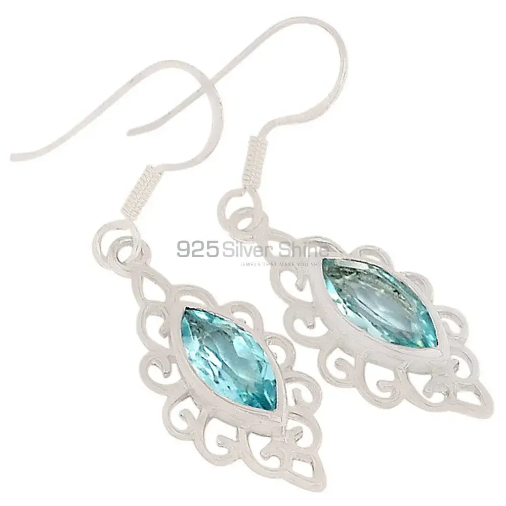 Natural Blue Topaz Gemstone Earrings In 925 Sterling Silver Jewelry 925SE341_0
