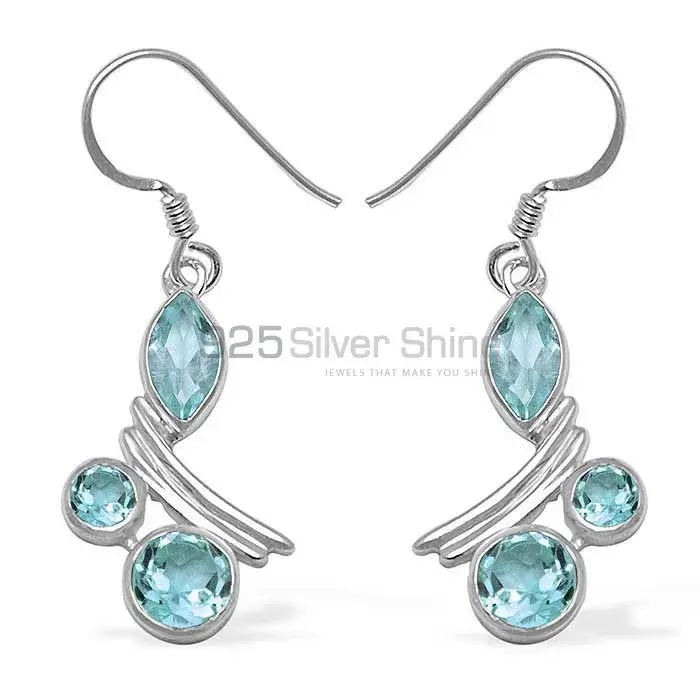 Natural Blue Topaz Gemstone Earrings In 925 Sterling Silver Jewelry 925SE1046_0